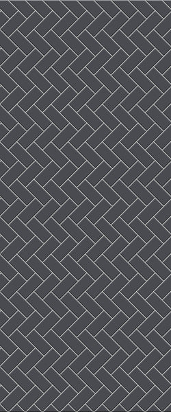 Grey Diagonal Herringbone Tile Acrylic Shower Wall Panel 2440mm x 1220mm (3mm Thick) - CladdTech