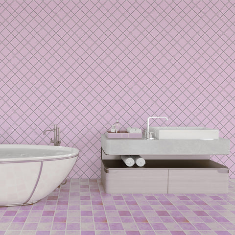 Pink Basket Weave Tile Acrylic Shower Panel 2440mm x 1220mm ( 3mm Thick) - CladdTech