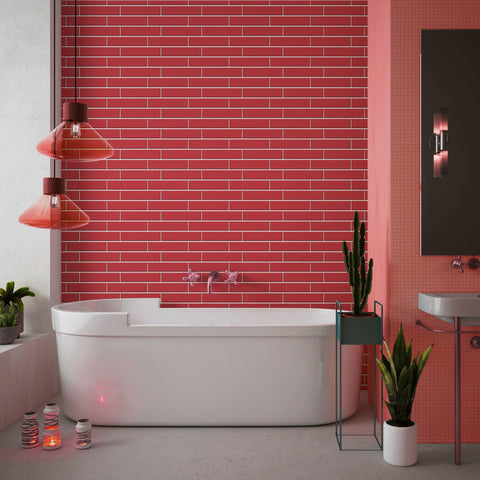 Red Brick Slip Tile Acrylic Shower Wall Panel 2440mm x 1220mm ( 3mm Thick) - CladdTech