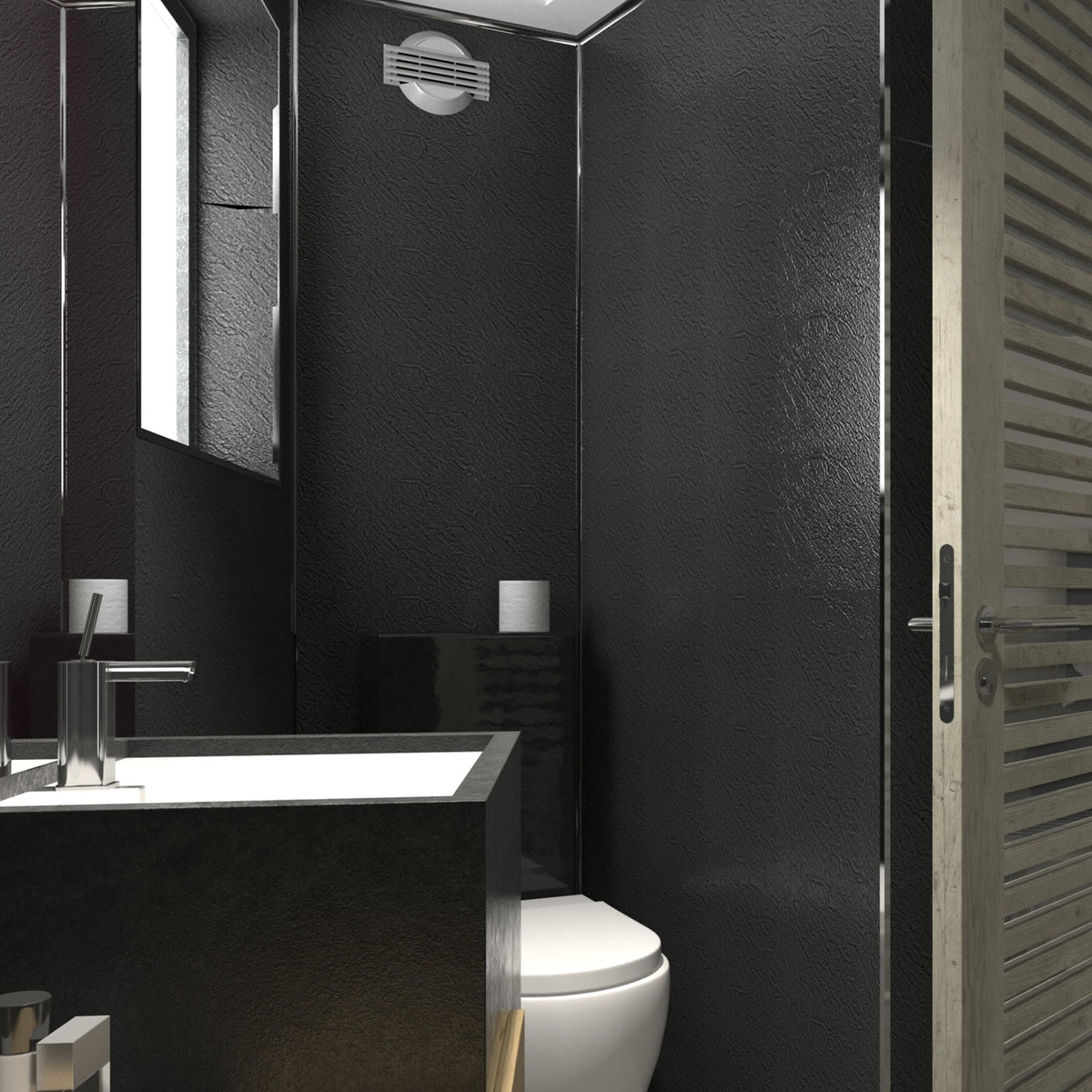 Slate Dark Grey Charcoal Bathroom Wall Panels PVC 5mm Shower Cladding ...