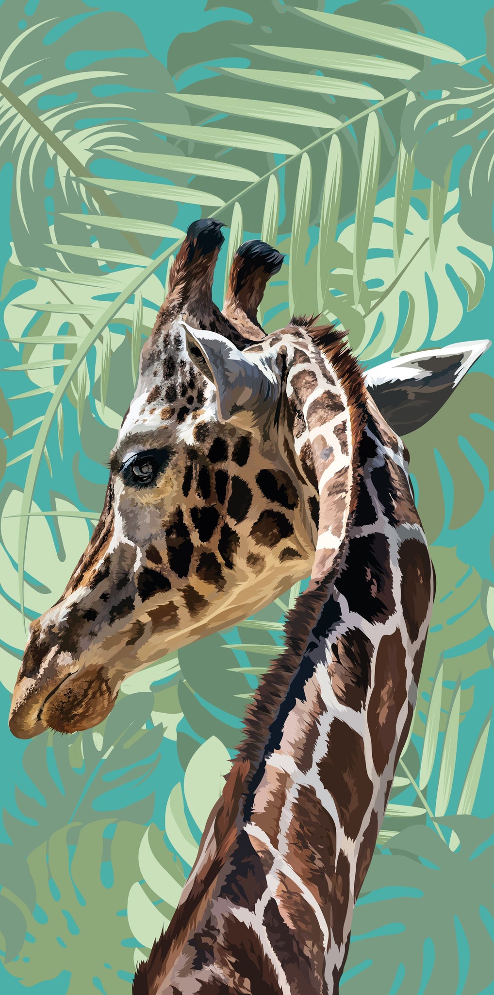 Giraffe in the Wild Banana Leaf Acrylic Shower Wall Panels Home Decor Wall Panels 2440mmm x 1220mm - CladdTech