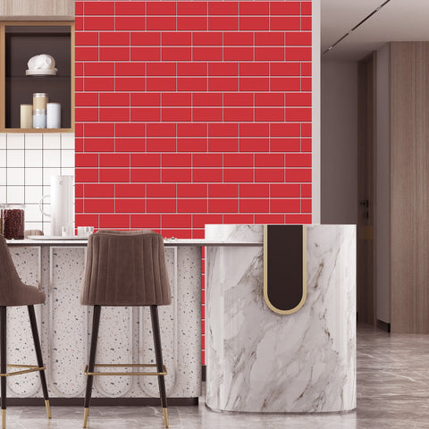 Red Brickbond Tile Acrylic Shower Wall Panel 2440mm x 1220mm ( 3mm Thick) - CladdTech